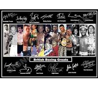SIGNED BY THE STARS Impression dédicacée de boxe britannique All Time British Boxing Greats de Frank Bruno, Nigel Benn etc. Format A4 29,7 x 21 cm