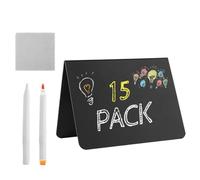 Signes à noir - 15 cartes de place de de de pack, étiquette de table durable présente un affichage alimentaire, réutilisable à écrire de petits panneaux pour décoration et