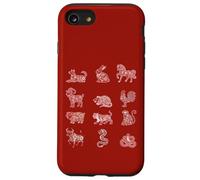 Signes d'animaux du Zodiaque Chinois du Nouvel an Chinois Floral Coque pour iPhone SE (2020) / 7/8