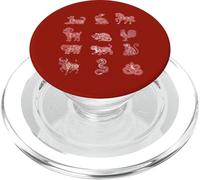 Signes d'animaux du Zodiaque Chinois du Nouvel an Chinois Floral PopSockets PopGrip pour MagSafe