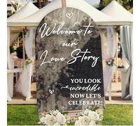 Signes de bienvenue de mariage, autocollants de mariage « Welcome to Our Love Story », décalcomanies miroir à selfie pour fête de mariage, panneaux « Just Married » pour signalisation de mariage Mr et