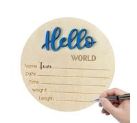 Signes de bienvenue pour bébé - Panneau de bienvenue en bois pour nouveau-né - Panneau rond de bienvenue pour nouveau-né