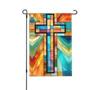 Signes De Jardin 30X45Cm Croix De Jésus-Christ, Vitrail Religieux De Style 4 Drapeau De Camion Verticale Drapeau De Vacances Pour Ferme, Vacances, Cour