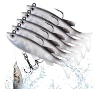 Signes de pêche artificielle : leurres de pêche réalistes pour eau douce, leurres de natation pour l'or | Équipement de pêche, 5 leurres faciles à attraper avec crochets, appât flexible pour eau douce