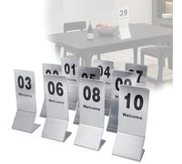 Signes De Table De Nombres Empilable pour Restaurants, Double Face Numéros De Table 1-25 1-50, 155x60mm Signes Numériques en Acier Inoxydable Sièges Faciles À Organiser(1-50)