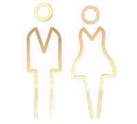 Signes de toilette unisex, Panneaux de toilettes en laiton for hommes et femmes, ensemble de figurines décoratives for salle de bain, signalisation des toilettes(F)