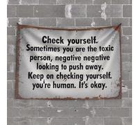 Signes en bois « Check Yourself Regular Be Self-Aware ». Tapisserie patrons décorations de jour pour porche de printemps (100 x 150 cm)