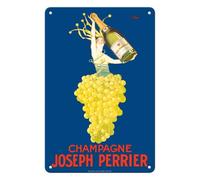 Signes en Étain Champagne Joseph Perrier Femme Française Émergeant des Raisins De Chardonnay Résistant À l'usure Et Durable Metal Tin Sign Pas Facile À Rouiller Plaque en Tôle pour Rue 20X30Cm