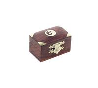 SIGNES GRIMALT Boite en bois motif Yin et Yang en laiton - longueur 6.2 cm x profondeur 3.9 cm x hauteur 4 cm