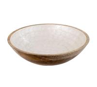 SIGNES GRIMALT Coupe Plateau rond en manguier et résine, Motif écailles nacrées blanches, diamètre 35 cm