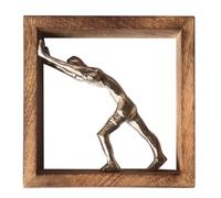 SIGNES GRIMALT Déco murale 1 Personnage en métal, structure design carrée et bois de manguier, longueur 22 cm