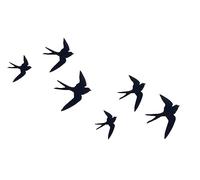 SIGNES GRIMALT Déco Murale métal : Set 6 hirondelles noires différentes, Placement libre, Hauteur 24 cm (Grande)