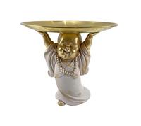 SIGNES GRIMALT Figurine Bouddha & Plateau Vide Poche, Collection Lotus Blanc, Hauteur 20 cm