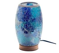 SIGNES GRIMALT Lampe cylindre ovale bleue et grège, Veilleuse ou lampe d'ambiance en tons clairs, Collection MOSAIK, Hauteur 22 cm