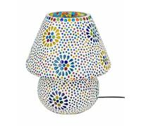 SIGNES GRIMALT Lampe ethnique d'inspiration orientale, Verre et Céramique colorée, Hauteur 22 cm
