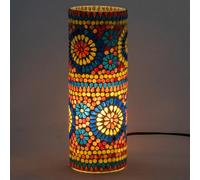 SIGNES GRIMALT Lampe ethnique d'inspiration orientale, Verre et Céramique colorée, Rouge, Jaune, Bleu, Hauteur 30 cm