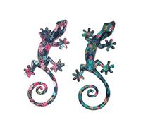 SIGNES GRIMALT Set 2 Geckos Muraux Multicolores, Série Kolor, Hauteur 17 cm