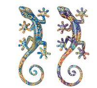 SIGNES GRIMALT Set 2 Geckos Muraux Multicolores, Série Kolor, Hauteur 20,5 cm