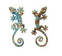 SIGNES GRIMALT Set 2 lézards salamandres murales, Motifs mosaïques et mandalas, Collection Tropik, hauteur 17 cm