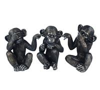 SIGNES GRIMALT Set 3 Singes de la Sagesse, Collection Jungle, Finition Antic Line, Hauteur 14 cm