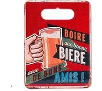 SIGNES GRIMALT Sous plat thème Bière - Céramique et Liège - 24 x 18 cm - ROUGE G