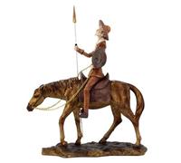 SIGNES GRIMALT Statuette Don Quichotte à Cheval 29 cm en Résine - Sculpture Décorative Chevalier à la Lance - Statue Marron Bronze Patiné 25 x 9,5 x 29 cm