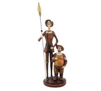 SIGNES GRIMALT Statuette Don Quichotte et Sancho Panza 25 cm en Résine - Sculpture Littéraire Décorative - Statue Marron Patiné 9 x 7 x 25 cm