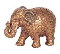 SIGNES GRIMALT Statuette Élégante Éléphant en Résine - Décoration Intérieure Chic - Finition Dorée Sculptée - Taille 17,5 x 7,5 x 12 cm - Objet Déco Feng Shui et Cadeau Symbolique