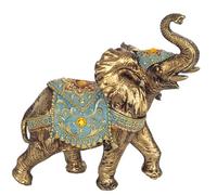 SIGNES GRIMALT Statuette éléphant en résine - Figurine décorative Orientale dorée et Turquoise - Élégance et raffinement - 17,5 x 8 x 17 cm