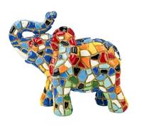 SIGNES GRIMALT Statuette Éléphant en Résine Multicolore - Figurine Décorative Style Mosaïque Colorée - Décoration Intérieure Originale 9 cm
