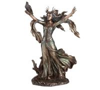 SIGNES GRIMALT Statuette Fée Morgane en Résine 25 cm - Sculpture Féérique Bronze & Vert Patiné - Figurine Décorative Légendaire - 17 x 25 x 12 cm