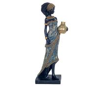 SIGNES GRIMALT Statuette Femme Africaine avec Vase - Sculpture en Résine Élégante - Statue Déco Ethnique Chic - 31 cm