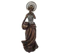 SIGNES GRIMALT Statuette Femme Africaine en Résine - Élégante Figurine Détaillée avec Pot - Sculpture Décorative Ethnique 35 cm
