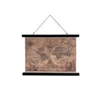 SIGNES GRIMALT Toile déco Carte du monde vintage à suspendre - Lin et bois de sapin - Hauteur 43 cm - Largeur 60 cm - Profondeur 2 cm