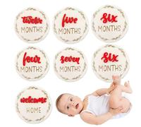 Signes Mensuels de Croissance Bébé - 7 Disques Photos Bois Enfant,Décorations & Accessoires Photo Réutilisables, Cartes Naissance En Bois Pour Chambre Séjour