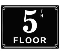 Signes numéro 5 en aluminium de 15,2 x 20,3 cm - Étiquettes durables et faciles à lire pour bâtiments à plusieurs étages et couloirs - Idéal pour les appartements, les immeubles de bureaux