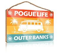 Signes pour la cuisine Pogue Life Outer Banks Panneau en bois Décor de porte d'entrée Panneau de maison pour porche avant (taille : 23 x 35 cm)
