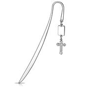 Signet de Croix Catholique Marque-Page à Charme de Croix Cadeau de Première Communion Signet de Bible Chrétien Marque-Page en Alliage à Pendentif Rétro pour Baptême Confirmation, Argent