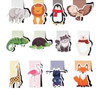 Signets Magnétiques, 12 Pièces Marque-Pages Magnétiques, Marqueurs de Page Magnétique 3D Mignon Animal Marqueurs de Livre Clip de Page pour Enseignants (Couleur 1)