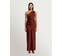 Significant Other Significant Other Brown Angela Satin One Shoulder Maxi Dress Brown 10