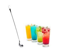 Signing cuillère, 40,1 cm Bar en acier inoxydable Cocktail en remuant Spoon Beverage Coffee Bilkingspoon avec fourchette de mélange de boisson mélangeur de puddler pour café, thé