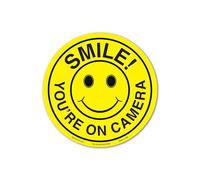 SIGNOGRAFX Smile You're on Camera Lot de 05 autocollants en vinyle pour la maison, l'intérieur et l'extérieur 10,2 x 10,2 cm