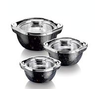 SIGNORA WARE Lot de 3 grandes cocottes isothermes avec couvercle en acier inoxydable - Réchaud / refroidisseur - Bol de service thermique pour soupe/salade - Récipient pour aliments chauds - Meilleur