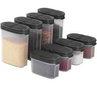 SIGNORA WARE Lot de 8 pots à épices en plastique - 4 mini et 4 grands pots à épices pour stocker les épices, les herbes, la marinade, le sucre, le sel, le poivre - Petits pots à épices rechargeables