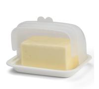 Signoraware - Beurrier extra large avec couvercle rabattable - Peut contenir 2 bâtonnets - Côte Est, Côte Ouest, Style européen, Kerrygold - Beurrier à la crème - Récipient en plastique avec couvercle