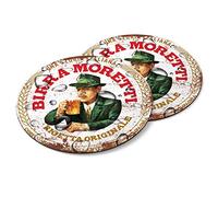 SIGNS 2 ALL - Deux sous-verres ronds en bois Birra Moretti - Style rétro - Pour bar, pub