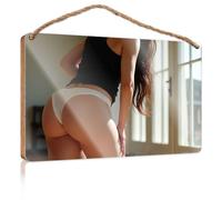 Signs and Plaques A Woman in White Underwear Stands by A Window Hanging Wall Decor Sign Love Signs for Home Decor (15 x 28 cm)