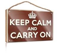 Signs And Plaques Keep Calm And Carry On : A Timeless Motivational Sign Panneau de Cuisine Amusant en Bois Plaque de Porte d'entrée (20 x 30 cm)