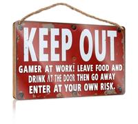 Signs And Plaques Keep Out : Gamer'S Warning Panneau en bois pour toilettes Décoration de porche (15 x 28 cm)