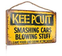 Signs And Plaques Keep Out: No Food Or Drink Inside! Panneau en bois pour toilettes Décoration amusante pour porche (20 x 30 cm)